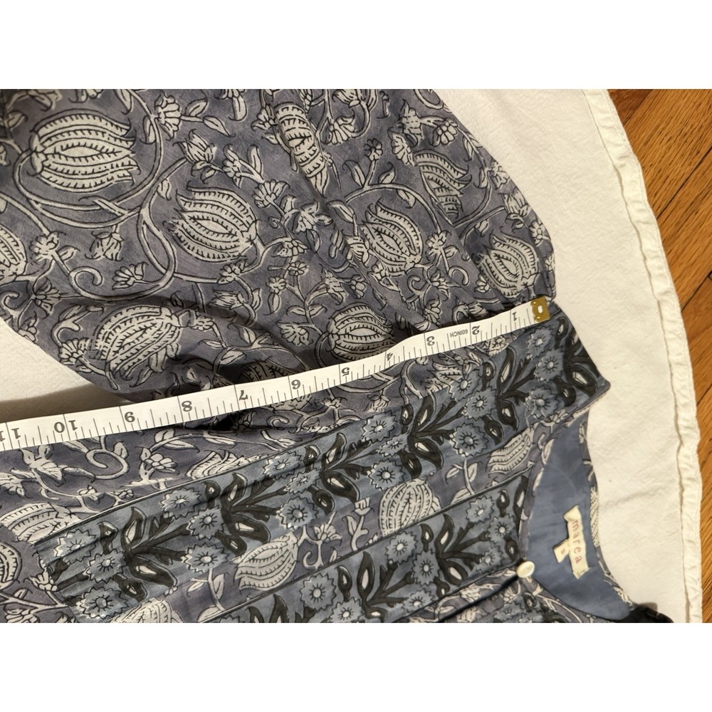 Marea by Liz Joy Womens Small Maxi Dress Dusty Blue Indian Block Print GUC - Picture 12 of 15